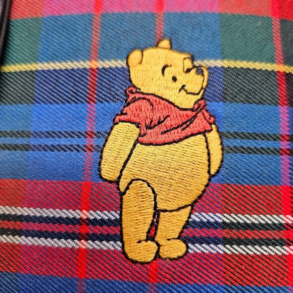 Vintage? Disney Store Winnie The Pooh Trifold Wallet Red Blue Plaid Long Coin - Picture 5 of 14